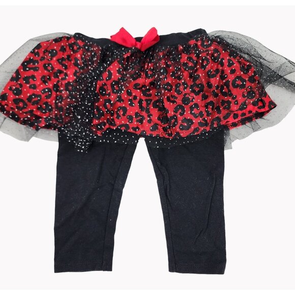 Disney Minnie Mouse Baby Girls 12M Outfit Cheetah Tutu Top Black Leggings Set - Picture 5 of 7